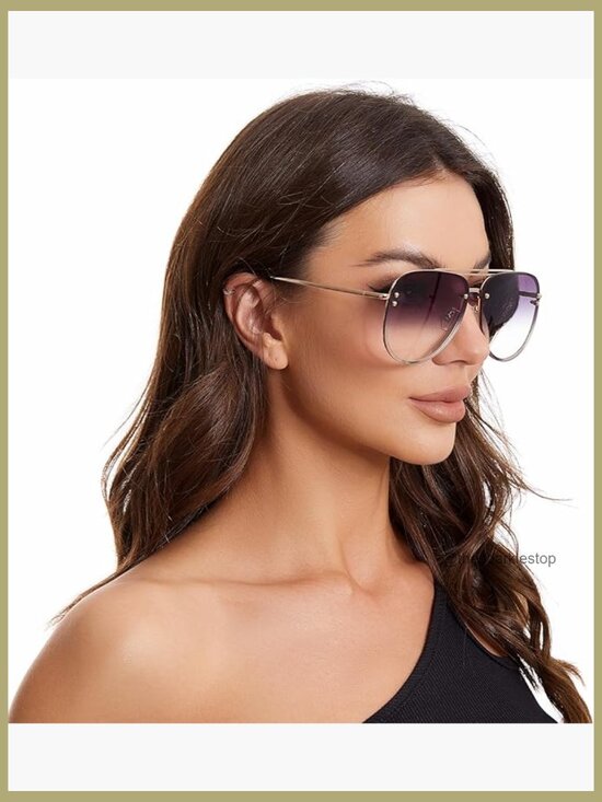 Oversized Aviator Sunglasses, UV400 Protection, Memory Stainless Steel Frame main image 4